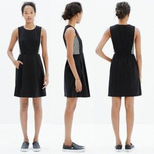 Madewell - Abroad Dress Ponte Sleeveless Colorblock C0363 | Size 8: Black Stripe